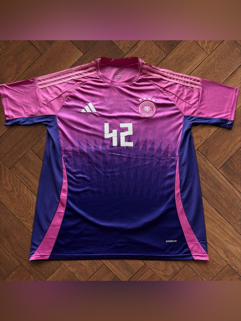 Custom Germany DFB Away Soccer Jersey #42 Schütz Pink Purple 3XL
